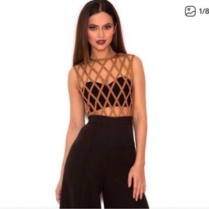 House of CB Tan and Black Bodysuit